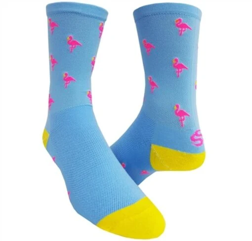 Save Our Soles SOS Pink Flamingo Blue 6-inch Cuff Socks -Outlet Bike Store N6FZPwphihQYtHLKvIcqOOIl0