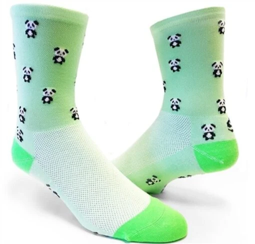 Save Our Soles SOS Tiny Panda Green 6-inch Cuff Socks -Outlet Bike Store